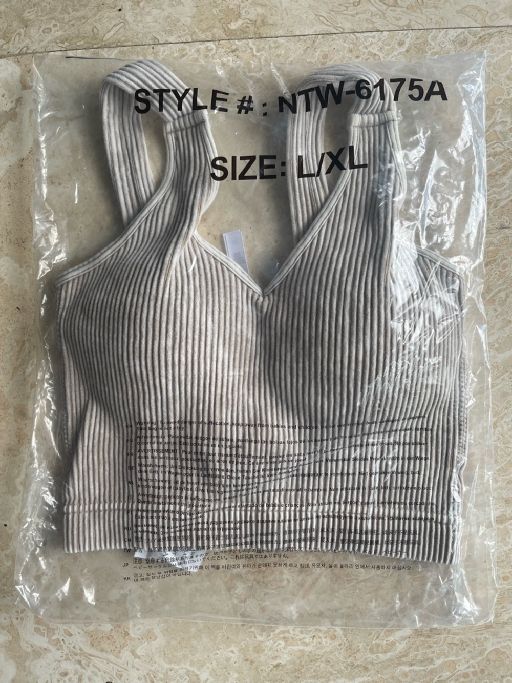 Zenana Ribbed PADDED Crop Mineral Washed Tank Top Brami In Cocoa Size L/XL NWT - Picture 5 of 5